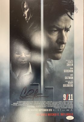 Charlie Sheen 9/11 signed photo- JSA. Charlie Sheen 9/11 signed photo. JSA authenticated, 11x17 