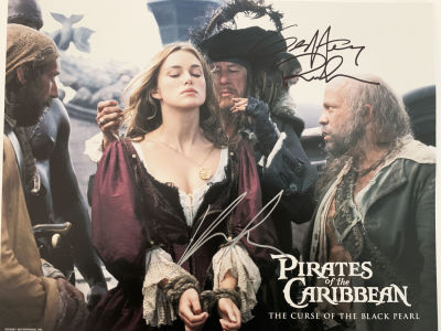 Pirates of the Caribbean: The Curse of the Black Pearl Geoffrey Rush and Keira Knightleysigned 