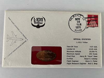 L-1011 Tristar gold stamped FDC commemorating the first flight of Lockheed