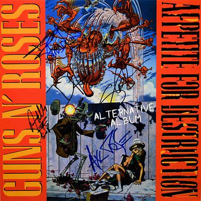 Guns N' Roses signed Appetite For Destruction album. Guns N' Roses 1987 Appetite For Destruction 