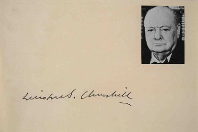 Winston S. Churchill signature slip. Signature slip signed: Winston S. Churchill