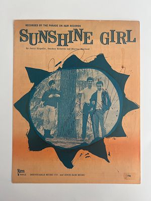 Sunshine Girl The Parade band signed sheet music. Sunshine Girl The Parade signed sheet music 