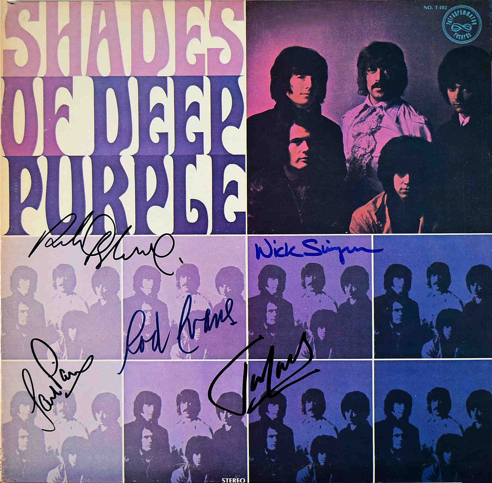 Deep Purple Shades of Deep Purple signed album. Deep Purple 1968 Shades of Deep Purple album. 