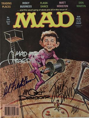 Mad Magazine signed by Jack Davis & artists. Mad signed magazine autographed by Jack Davis 