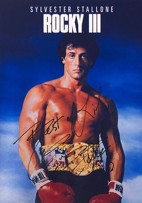 Rocky III Sylvester Stallone facsimile signed movie photo. Rocky III facsimile signed movie 
