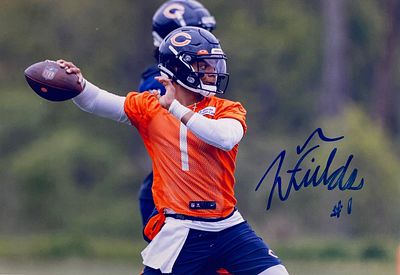 Chicago Bears Justin Fields facsimile signed photo. 8x10 inches. This item is a reprint of an 