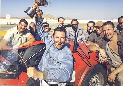 Ford v Ferrari Christian Bale facsimile signed movie photo. 8x10 inches. This item is a reprint 