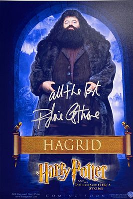 Harry Potter and the Philosopher's Stone Robbie Coltrane facsimile signed movie photo. Harry 