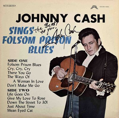 Johnny Cash Signed Album. Johnny Cash Sings The Folsom Prison Blues Album Signed by Johnny Cash