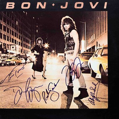 Bon Jovi signed debut album Bon Jovi. 1984 debut album Bon Jovi. Signed: Jon Bon Jovi, David 