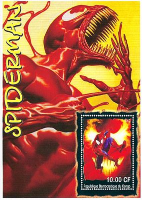 Spider-Man - Republic of the Congo Stamp Sheet. Spider-Man Stamp Sheet - Republic of the Congo - 