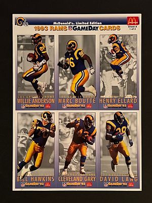 1993 Rams Football Uncut Card Sheet