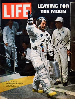 Neil Armstrong signed Life Magazine. Life Magazine leaving For The Moon From July 25th, 1969. 