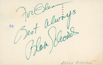 The Pink Panther Blake Edwards signed note. Blake Edwards signed note