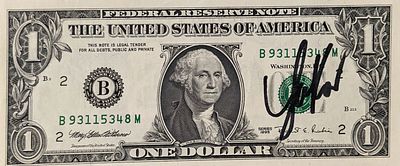 Yakov Smirnoff signed dollar bill.6x3 inches