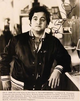 Animal House John Belushi signed movie still photo. 8 in. by 10 in. Black and white movie still 