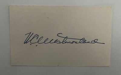 United States Army general William Westmoreland signature cut. 5x3 inches