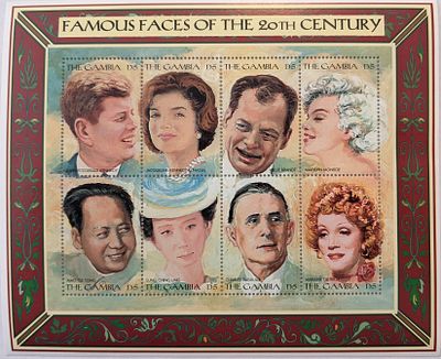 The JFK Famous Faces of the 20th Century Stamp Set. The Gambia Famous Faces of the 20th Century 