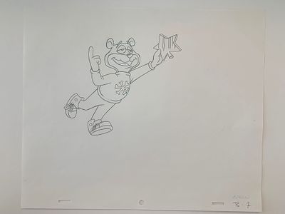 Super Sugar Crisp cereal bear original ad sketch designed by Robert "Bob" Irwin. 10x12 inches