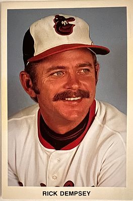 Baltimore Orioles Rick Dempsey baseball trading card. 3x5 inches