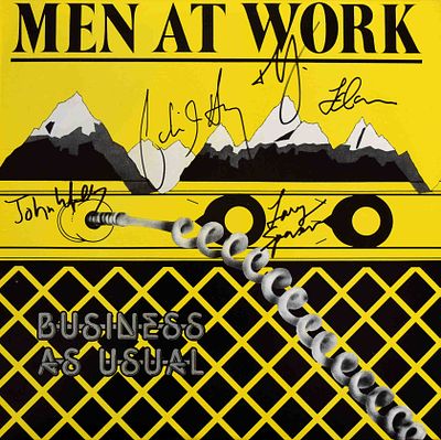 Men At Work signed Business As Usual album. Men At Work 1982 hit Business As Usual album 