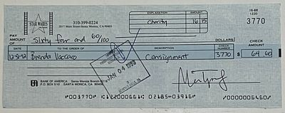 Once is Not Enough Brenda Vaccaro Signed Check. Brenda Vaccaro Signed Check