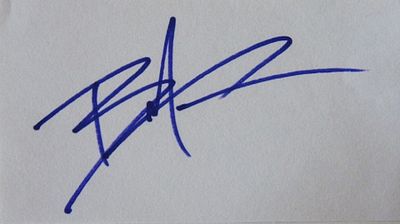 Brandon Lee signature slip. 6 in. by 3 in. autographed slip by Brandon Lee.