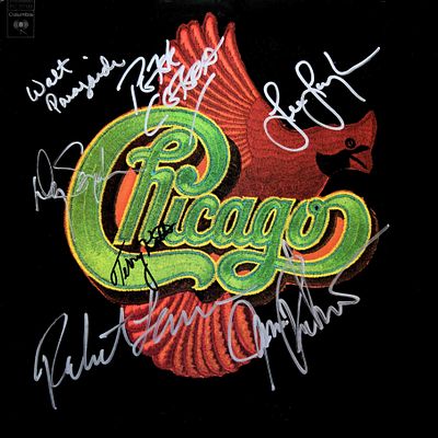 Chicago VIII signed album. Chicago IX &acirc;€“ VIII signed album. Signed: Peter Cetera, James Pankow 