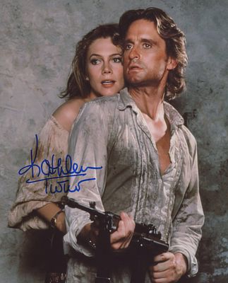 Romancing the Stone Kathleen Turner signed photo. Kathleen Turner signed 8x10 photo.