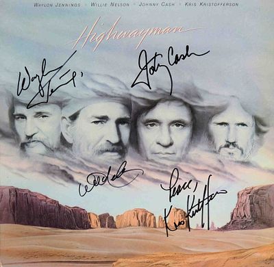 Highwayman Self-Titled signed album. Highwayman 1985 Self-Titled signed album autographed by 