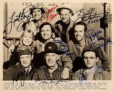 Mash cast facsimile signed promo photo. cast photo from "Mash" autographed by Lorretta Swit 