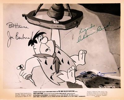 Hanna Barbera The Flintstone signed still photo. 1966 cartoon still from "The Man Called 