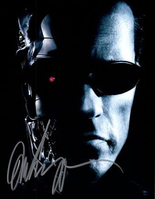 Terminator Arnold Schwarzenegger facsimile signed photo. 8x10 inches. This item is a reprint of 