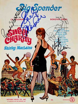 Sweet Charity Big Spender Signed Sheet Music. Signed by Shirley MacLaine, Sammy Davis Jr. 