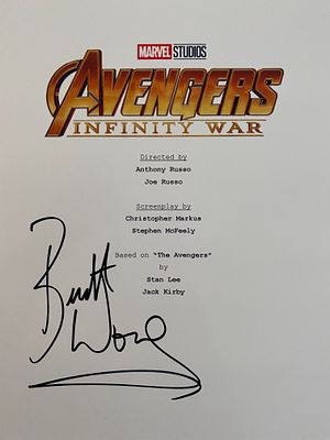 Avengers: Infinity War signed script cover autographed by Benedict Wong. 8x10 inches