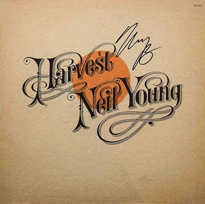 Neil Young signed Harvest album. 1972 Harvest album signed Neil Young.