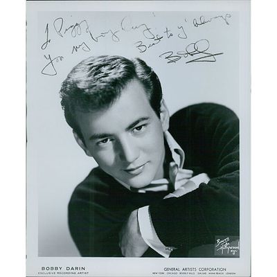 Bobby Darin signed photo. JSA Authenticated. Bobby Darin 8x10 glossy finish photo signed in 