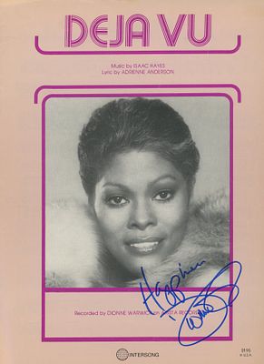 Dionne Warwick signed sheet music. Dionne Warwick Deja Vu signed sheet music