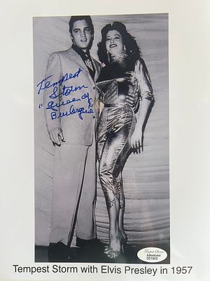 Tempest Storm signed photo. Comes with Tempest Storm COA. 8x10 inches