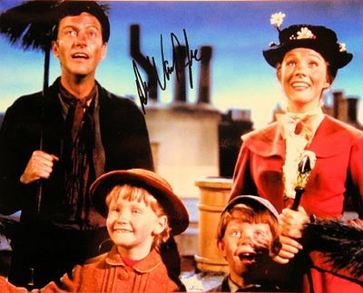 Mary Poppins Dick Van Dyke signed movie photo. 8 in. by 10 in. Movie photo from "Mary Poppins" 