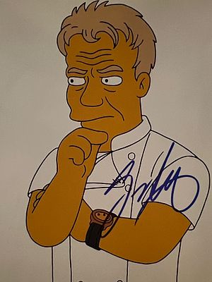 The Simpsons Gordon Ramsay signed photo. 8x10 inches