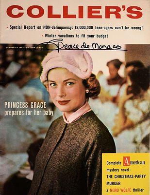 Grace de Monaco signed magazine. 76 Page Collier&acirc;€™s Magazine 10 1/2 x 13 1/2 Inch from January 