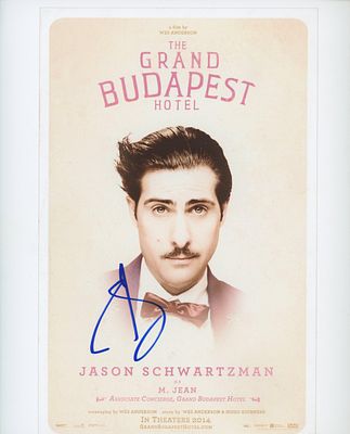 The Grand Budapest Hotel signed movie photo autographed by Jason Schwartzman. 8x10 inches