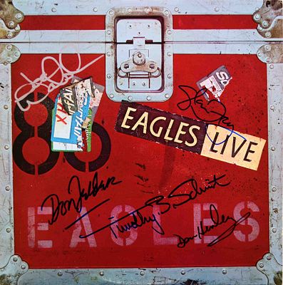 Eagles Live signed album. Eagles Live 1980 signed album autographed by Don Henley, Timothy B. 