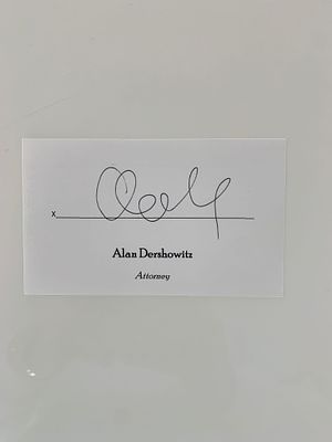 Dream Team Lawyer Alan Dershowitz original signature. Alan Dershowitz original signature. 3x5 inches