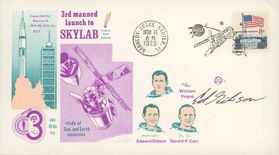 Skylab Edward Gibson signed commemorative envelope. Skylab signed envelope autographed by Edward 