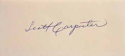 Astronaut Scott Carpenter signature slip. Scott Carpenter 5 3/4 in. by 2 1/2 in. signature slip 