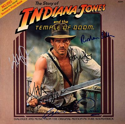 Indiana Jones and the Temple of Doom signed Record Insert. 1984 Indiana Jones and the Temple of 
