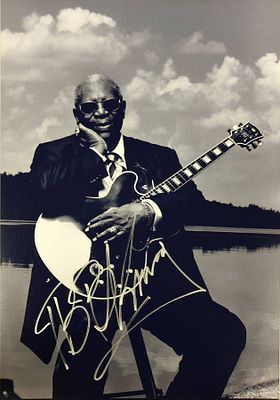 B.B. King facsimile signed photo. 8x10 inches. This item is a reprint of an original autograph