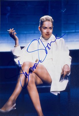 Basic Instinct Sharon Stone facsimile signed movie photo. Basic Instinct Sharon Stone facsimile 